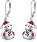 wholesale 925 Sterling Silver Santa Claus Dangle Earrings with Red Hat and Scarf - Christmas s for Women-0-0