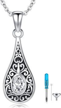 wholesale Sterling Silver Teardrop Urn Necklace for Ashes Men Women-04-04-Teardrop-April-04-04-Teardrop-April+Text-04-04-Teardrop-April+Text-04-04-Teardrop-April