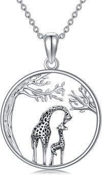 wholesale 925 Sterling Silver Giraffe Tree of Life Pendant Necklace - Cute  for Women & Men-Giraffe Family