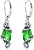 wholesale Sterling Silver Crystal Vintage Snake Dangle Drop Leverback Earrings for Women-0-0
