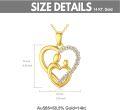 wholesale 14K Gold Mother and Child Heart Shape Diamond Pendant Necklace-0-3