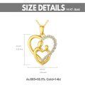 wholesale 14K Gold Mother and Child Heart Shape Diamond Pendant Necklace-0-3