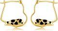 wholesale 14K Gold Cow Animal Shape Huggie Hoop Earrings for Women Girls Gifts-0-0
