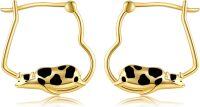wholesale 14K Gold Cow Animal Shape Huggie Hoop Earrings for Women Girls Gifts-Cow Earrings