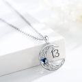 wholesale 925 Sterling Silver Celtic Knot Blue Crystal Heart 13 Moon Pendant Necklace for Women Girls-0-3