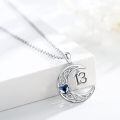 wholesale 925 Sterling Silver Celtic Knot Blue Crystal Heart 13 Moon Pendant Necklace for Women Girls-0-3