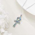 wholesale 925 Sterling Silver Abalone Shell Egyptian Ankh Cross with Eye of Horus Pendant for Women's Necklaces Gifts-0-4