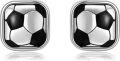 wholesale 925 Sterling Silver Black and White Football Stud Earrings for Sports Enthusiasts-0-0