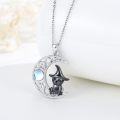 wholesale 925 Sterling Silver Witch Hat Cat Moon Pendant Necklaces with Blue Stone Gothic Punk s for Women-0-4