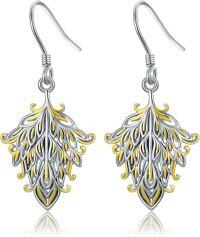 wholesale TOUPOP Peacock Earrings Sterling Silver Colorful Tail Feather Dangle Earring For Women Cute Animal Jewelry Christmas Xmas Birthday Gifts For Her Women Mom Grandma -undefined