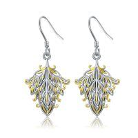 TOUPOP Sterling Silver Stone Colorful Peacock Feather Dangle Earrings-undefined