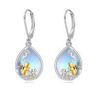 wholesale 925 Sterling Silver Honey Bee Drop Earrings-Bee Moonstone Earrings