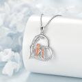 wholesale 925 Sterling Silver Heart-Shaped Pendant with Two Girls Holding Hands and Flowers - Perfect Mother's Day or Birthday Gift for Mom & Grandma-0-3