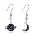 wholesale 925 Sterling Silver Starry Galaxy Planet & Crescent Moon Drop Earrings-0-0
