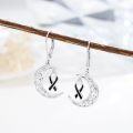 wholesale  Sterling Silver Cancer Awareness Ribbon Moon Dangle Leverback Earrings for Women Survivor Jewelry -0-10