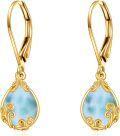 wholesale 14K Gold Teardrop Larimar Leverback Earrings for Women's Fashion s-0-0