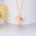 wholesale 14K Gold (Au585) & Moissanite Cosmos Flower Birth Month Necklace - Symbol of Sincerity, Freedom, Eternal Happiness - Hypoallergenic Gift for Women-0-2