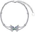 wholesale 925 Sterling Silver Butterfly Charm Bracelet with Multi-Colored Stones and Hearts-0-0