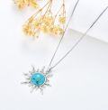 wholesale 925 Sterling Silver Amber Sun Pendant Necklace Western  for Women-0-15