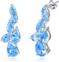 wholesale 925 Sterling Silver Birthstone Teardrop Dangle Earrings for Women-03 Mar