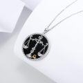 wholesale 925 Sterling Silver Libra Zodiac Sign Black Onyx Gemstone Pendant Necklace-0-4