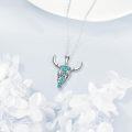 wholesale 925 Sterling Silver Turquoise Cactus Design Cow Head Pendant Necklace-0-1