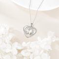 wholesale 925 Sterling Silver Opal Butterfly Heart Pendant Necklace-0-2