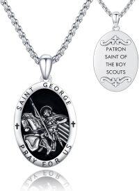 wholesale 925 Sterling Silver Saint George Medal Pendant Necklace for Men & Women-H01-Saint George-H01-Saint George