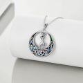 wholesale 925 Sterling Silver Round Abalone Shell Bat Pendant Necklace for Women Girls  45cm Chain Length-0-1