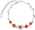 wholesale 925 Sterling Silver Red CZ Heart Birthstone Bracelet for Women-0-0