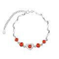 wholesale 925 Sterling Silver Heart Charm Bracelet Wholesale With Orange Gemstones-0-0