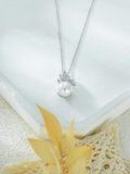 wholesale 925 Sterling Silver White Freshwater Pearl Butterfly Pendant Necklace with Cubic Zirconia Accents-0-4