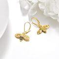 wholesale 925 Sterling Silver Honeybee Drop Earrings with Cubic Zirconia and Black Enamel Accents for Women-0-2