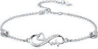 wholesale 925 Sterling Silver Infinity Heart Bracelet with Cubic Zirconia - Mothers Day Gift for Wife or Mom-Infinity Heartbeat Bracelet 7\"-9\"