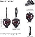 wholesale 925 Sterling Silver Heart-Shaped Red Stone Drop Earrings Gothic Style s for Women-0-4