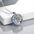 wholesale 925 Sterling Silver Blue Opal Triple Moon Goddess Pentagram Pendant Necklace-0-2