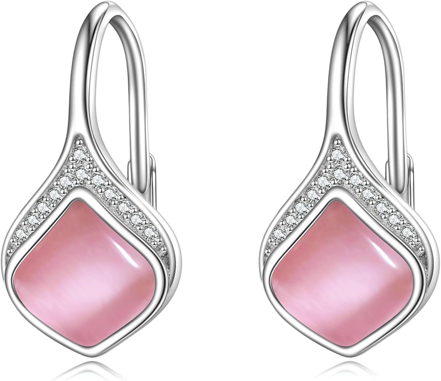 Sterling Silver Celtic Teardrop Filigree Earrings Jewelry Gifts for Women-Pink Drop Earrings