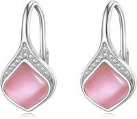 wholesale 925 Sterling Silver Celtic Teardrop Filigree Earrings Jewelry Gifts for Women-Pink Drop Earrings