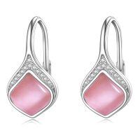 wholesale 925 Sterling Silver Celtic Teardrop Filigree Earrings Jewelry Gifts for Women-Pink Drop Earrings