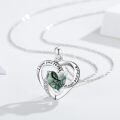 wholesale 925 Sterling Silver Heart Pendant Necklace With Green Stone And 'i Love You To The Moon And Back' Engraving-0-1