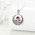 wholesale 925 Sterling Silver Red Toadstool Mushroom Pendant Necklace for Women-0-3