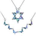 wholesale 925 Sterling Silver Blue Abalone Shell Butterfly Hexagram Pendant Necklace-0-0