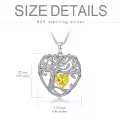 TOUPOP Sterling Silver Citrine Irish Celtic Tree Of Life Pendant Necklace-0-5