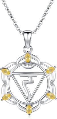 wholesale 925 Sterling Silver Citrine 7 Chakra Pendant Necklace for Women-Solar Plexus Chakra