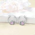 wholesale 925 Sterling Silver Sloth Hoop Earrings for Women Pink Crystal Heart  for Mom Sister-0-1