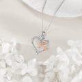 wholesale 925 Sterling Silver 16th Birthday Necklace Heart Rose Flower Pendant for Women Mothers Day Christmas Gifts-0-1