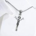 wholesale 925 Sterling Silver Crucifix Skeleton Pendant Necklaces for Men & Women-0-2