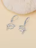 wholesale 925 Sterling Silver Graduation Cap Dangle Leverback Earrings Wholesale for Women Girls High School College Gift Ideas-0-2