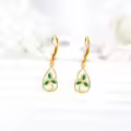 wholesale 14K Gold Celtic Knot Green Stone Drop Earrings Wholesale for Women s-0-2