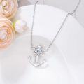 wholesale 925 Sterling Silver Anchor Nautical Pendant Necklace with Rope Detail and Blue Crystal Centerpiece for Women Men  47cm Chain Length-0-2